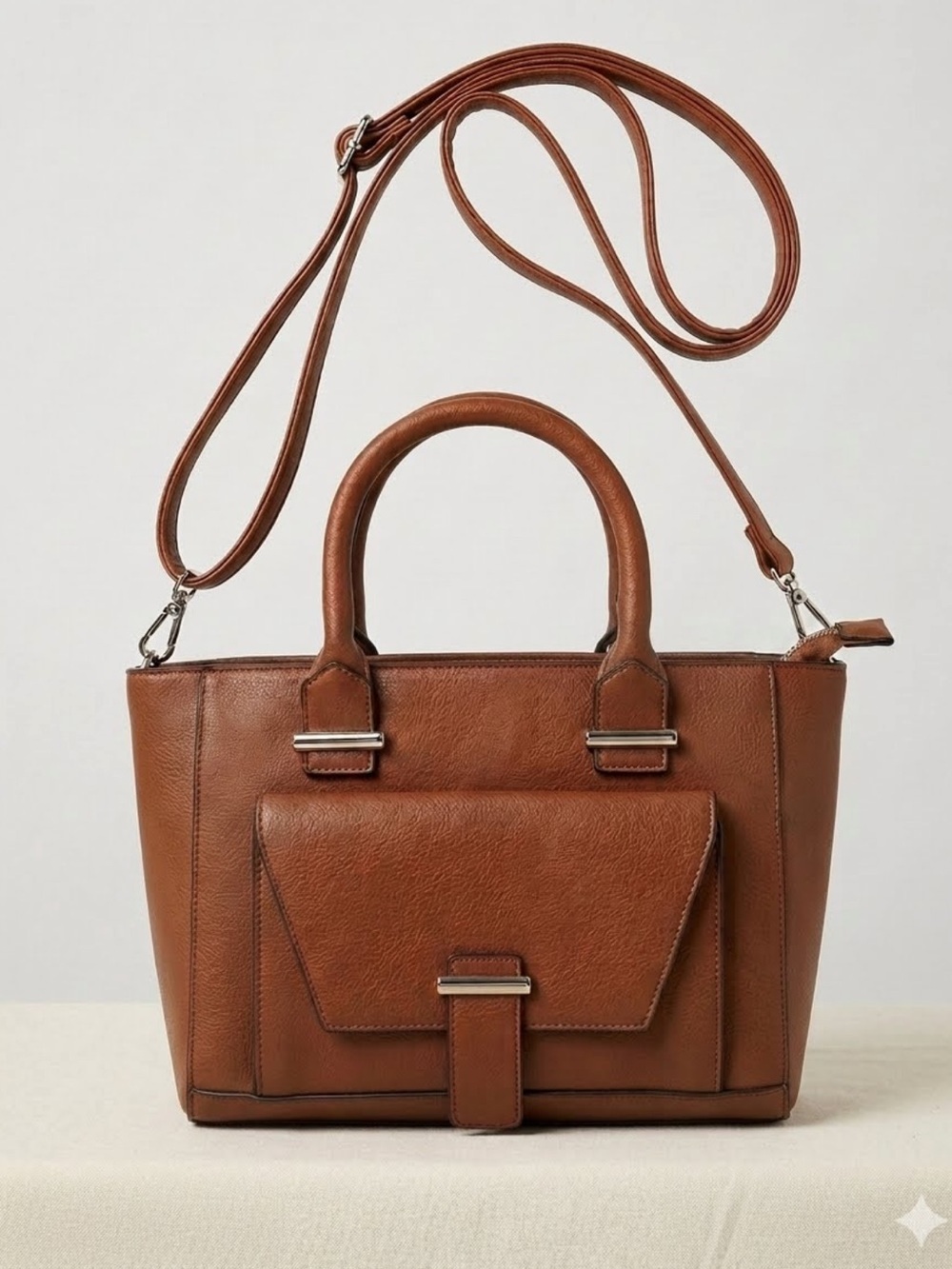 brown faux leather crossbody satchel from Dorothy Perkins